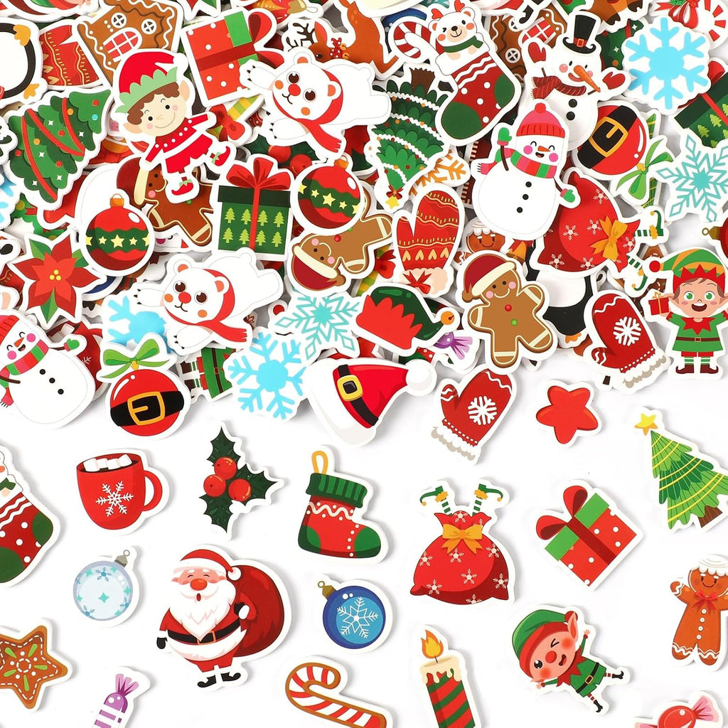 JULBEAR 300Pcs Christmas Foam Stickers Bulk Self Adhesive Puffy Designs