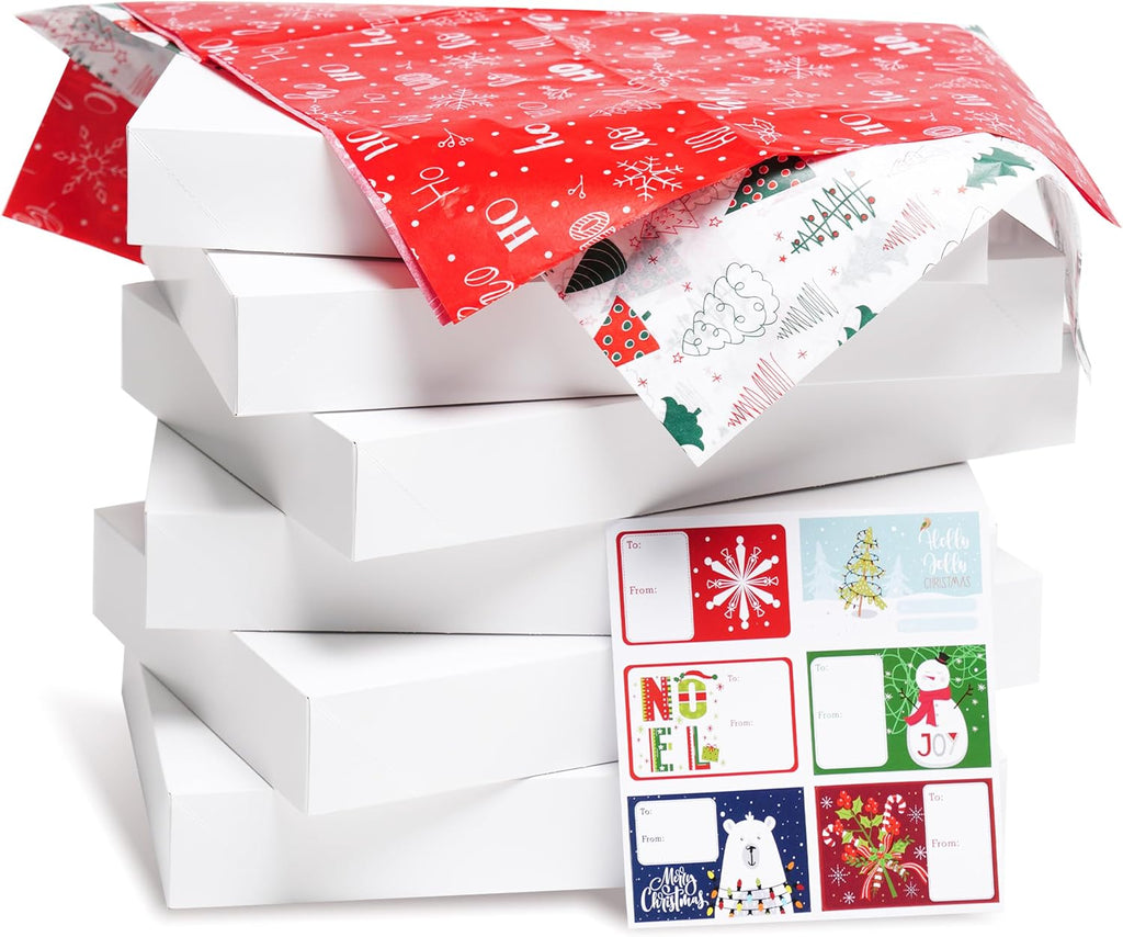 SUNCOLOR 6 Pack 14" Christmas Gift Boxes With Lids For Clothes Presents