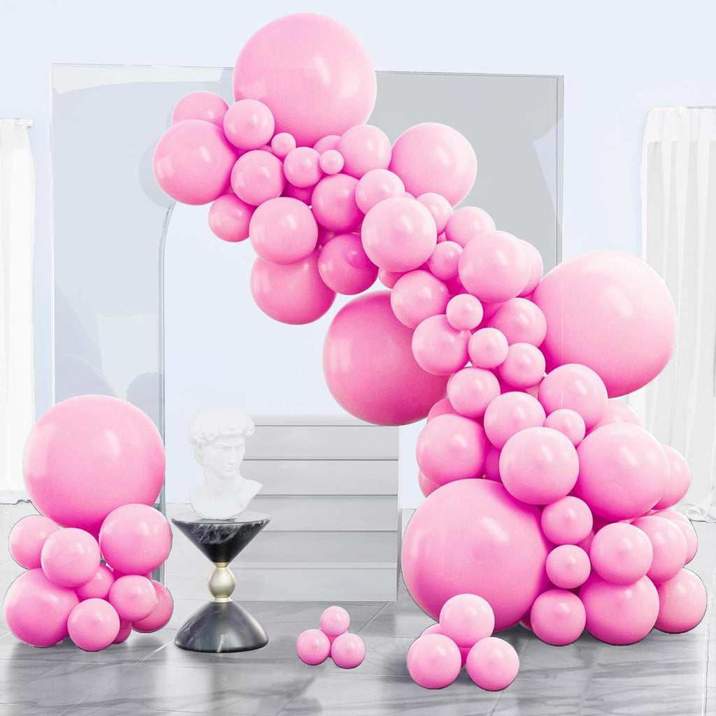 PartyWoo Pink Balloons 140pcs Matte Pink Balloons Different Sizes