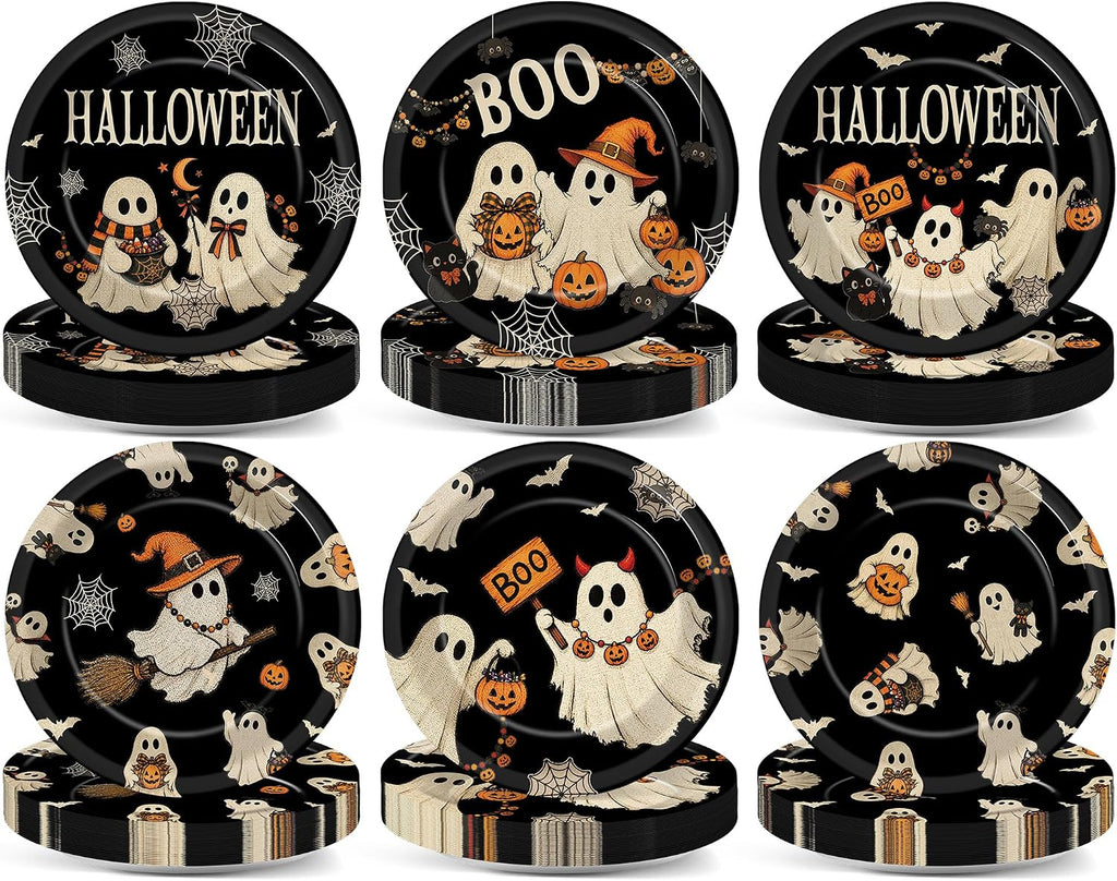 50 Pack Thanksgiving Oval Paper Plates – 12 Inch Disposable Fall Pumpkin Dinner Plates for Thanksgiving Dinner, Friendsgiving, Harvest Party and Autumn Party Supplies