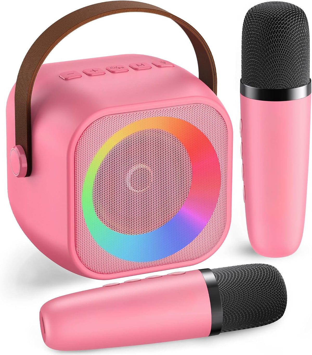 Mini Karaoke Machine,Portable Bluetooth Speaker with 2 Wireless Microphones