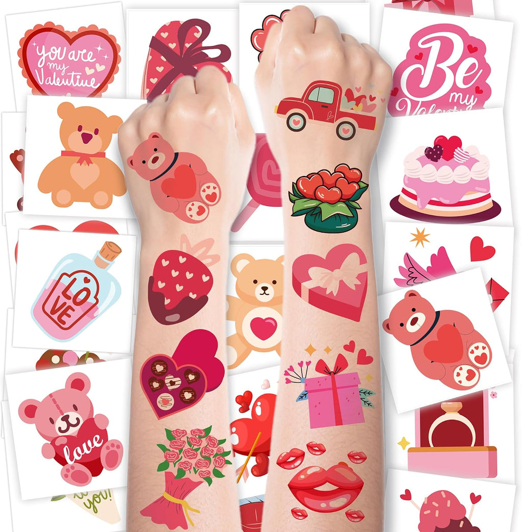Valentines Party Favors - 150 PCS Tattoos for Kids Him Her |Valentine Day outfit Women - Valentine's Day Crafts Games Accessories Supplies - Valentines Shirts Pajamas Dress for Adult