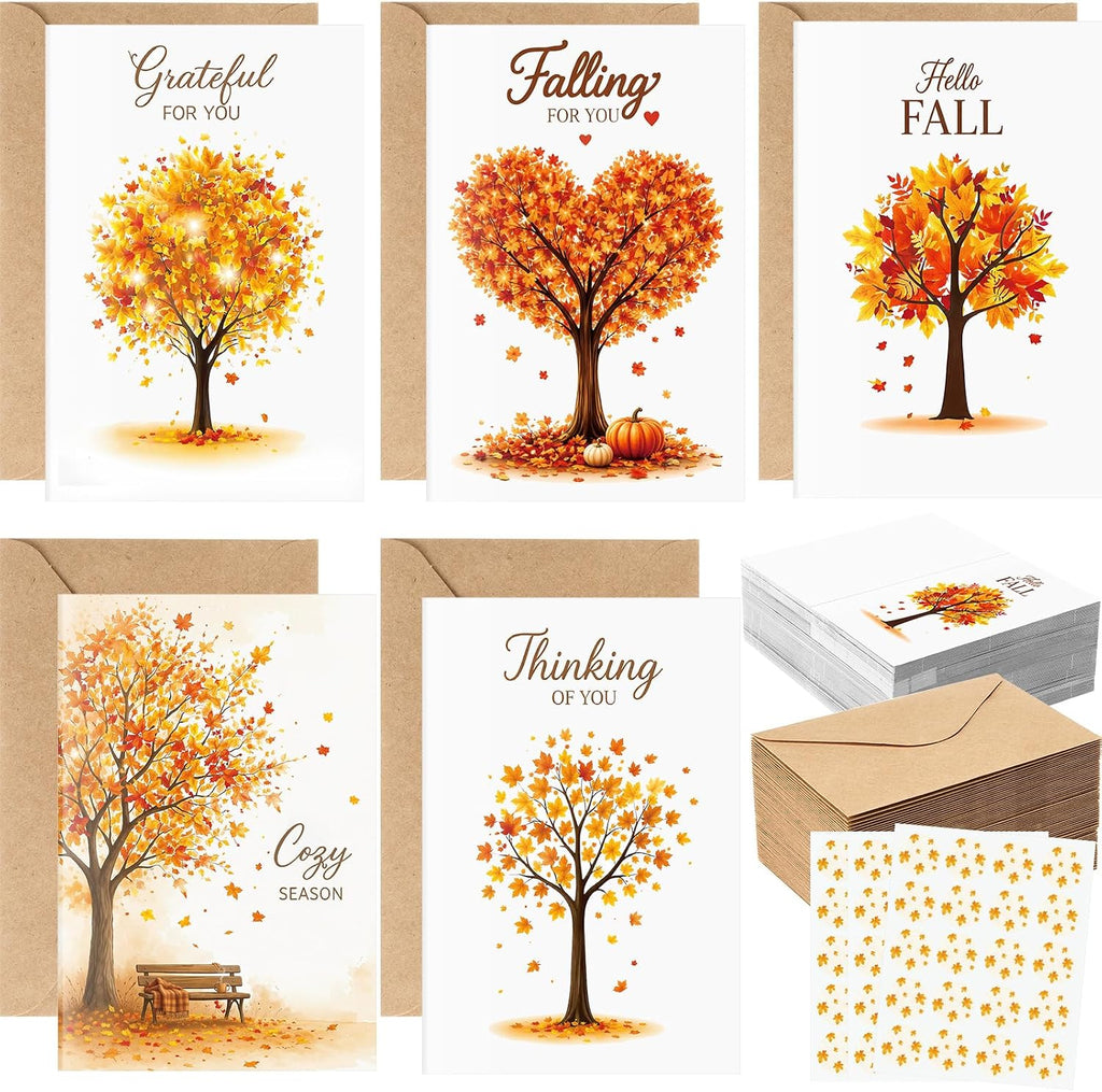 Eaasty 50 Sets Greeting Cards & Envelopes, Autumn Style