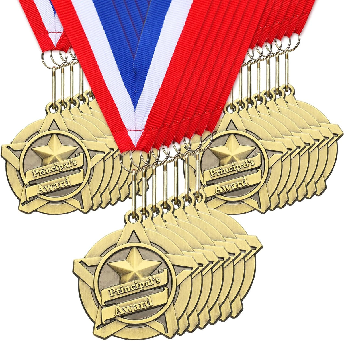 Quelay 30 Pcs 2 Inches Award Medals Bulk Medals Bulk with Neck Ribbons Metal Trophy Award Prize Gift for Tournaments, Competitions, Party, Kids and Adults