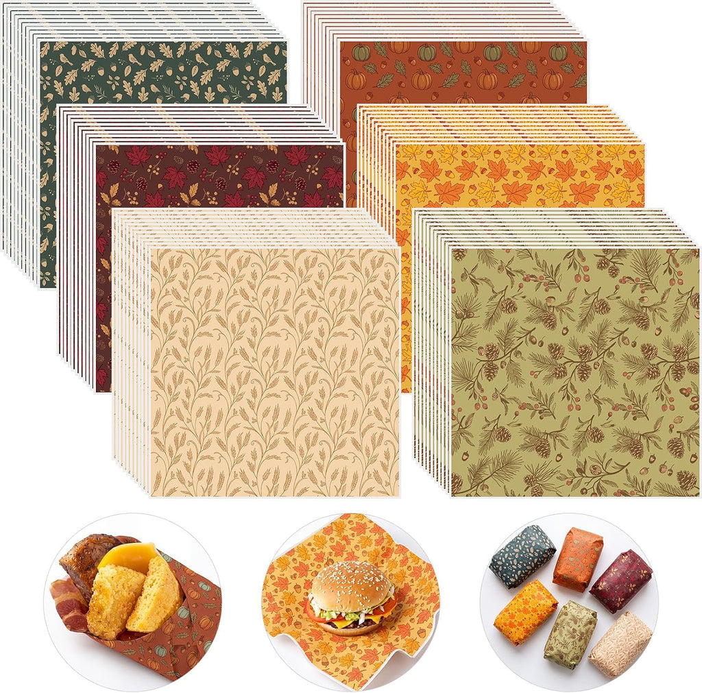 Geosar 200 PcsGingham Paper Food Tray with Wax Paper,Green White