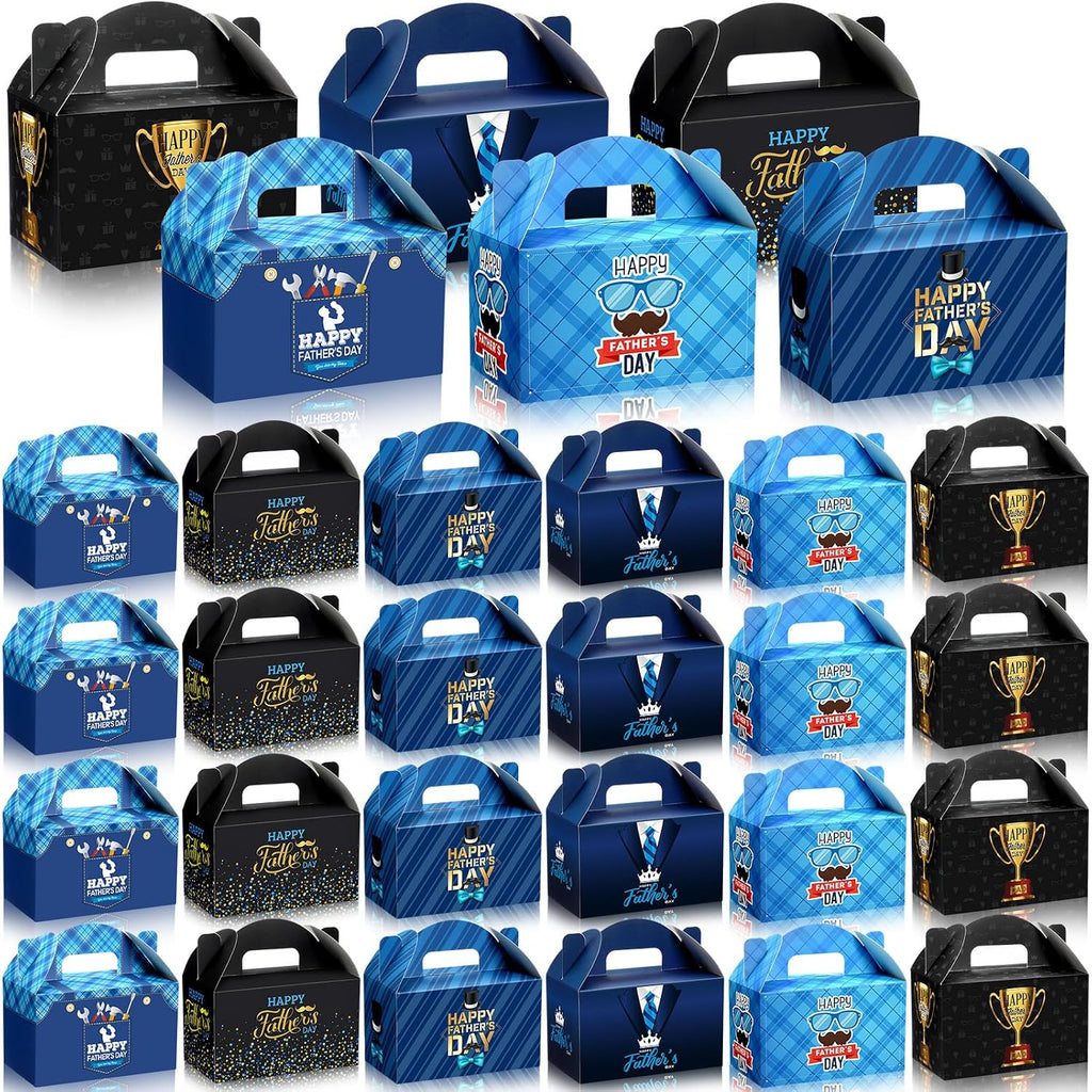 Dunzoom 24 Pcs Fathers Day Party Favors Fathers Day Treat Boxes Dad Theme Goodie Candy Gift Bags Holiday Paper Gift Container for Dads Birthday Decoration