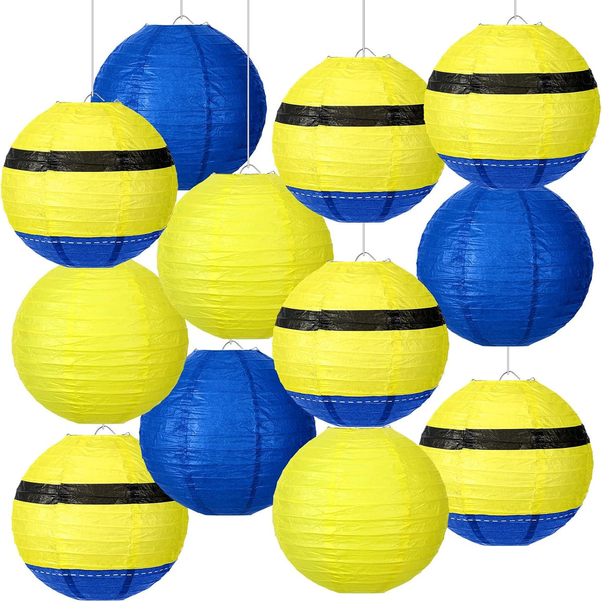 Baquler 12 Pcs Halloween Hanging Lanterns Decorations, Yellow, Blue