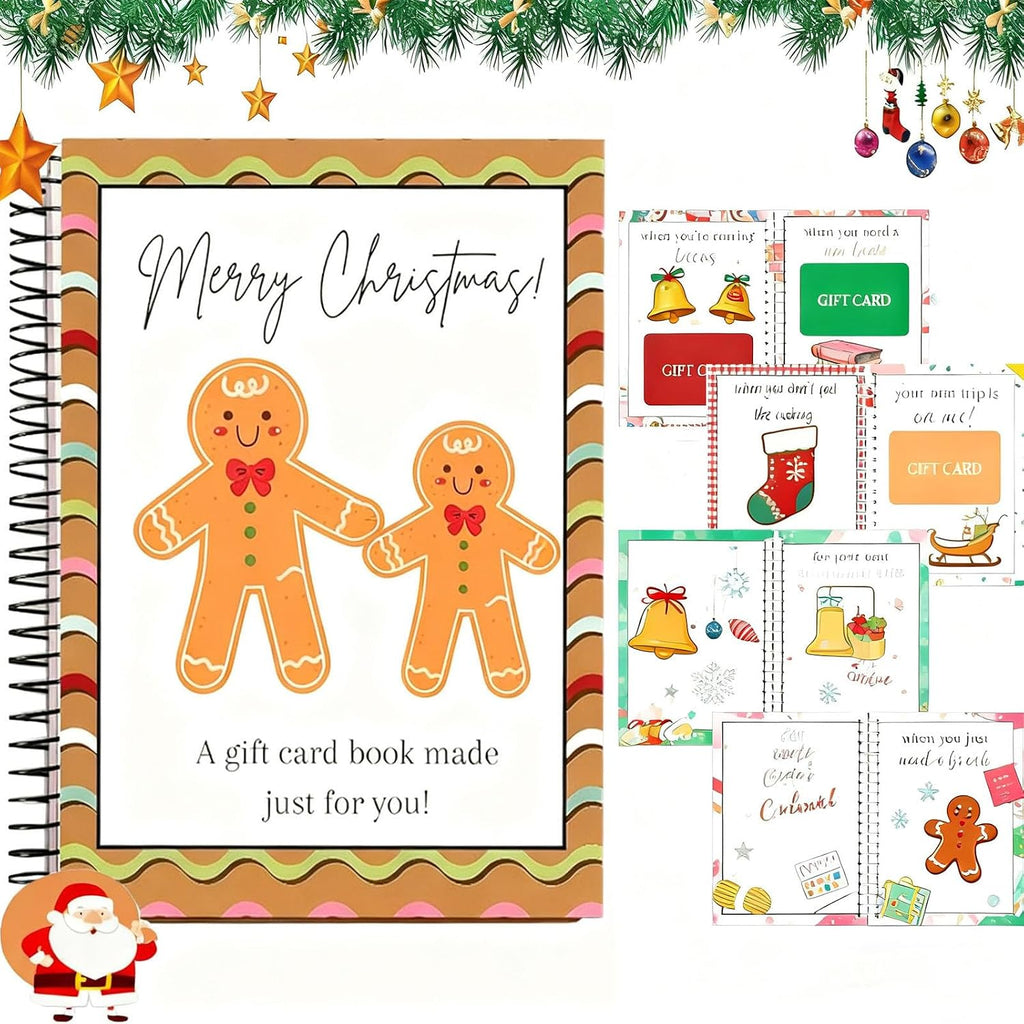 Christmas Gift Card Book for Adults, Merry Christmas Gift Cards, 5x7 Color Spiral Bound Card Book- Surprises On Every Page, DIY Personalized Xmas Gifts for Family, Friends, Students