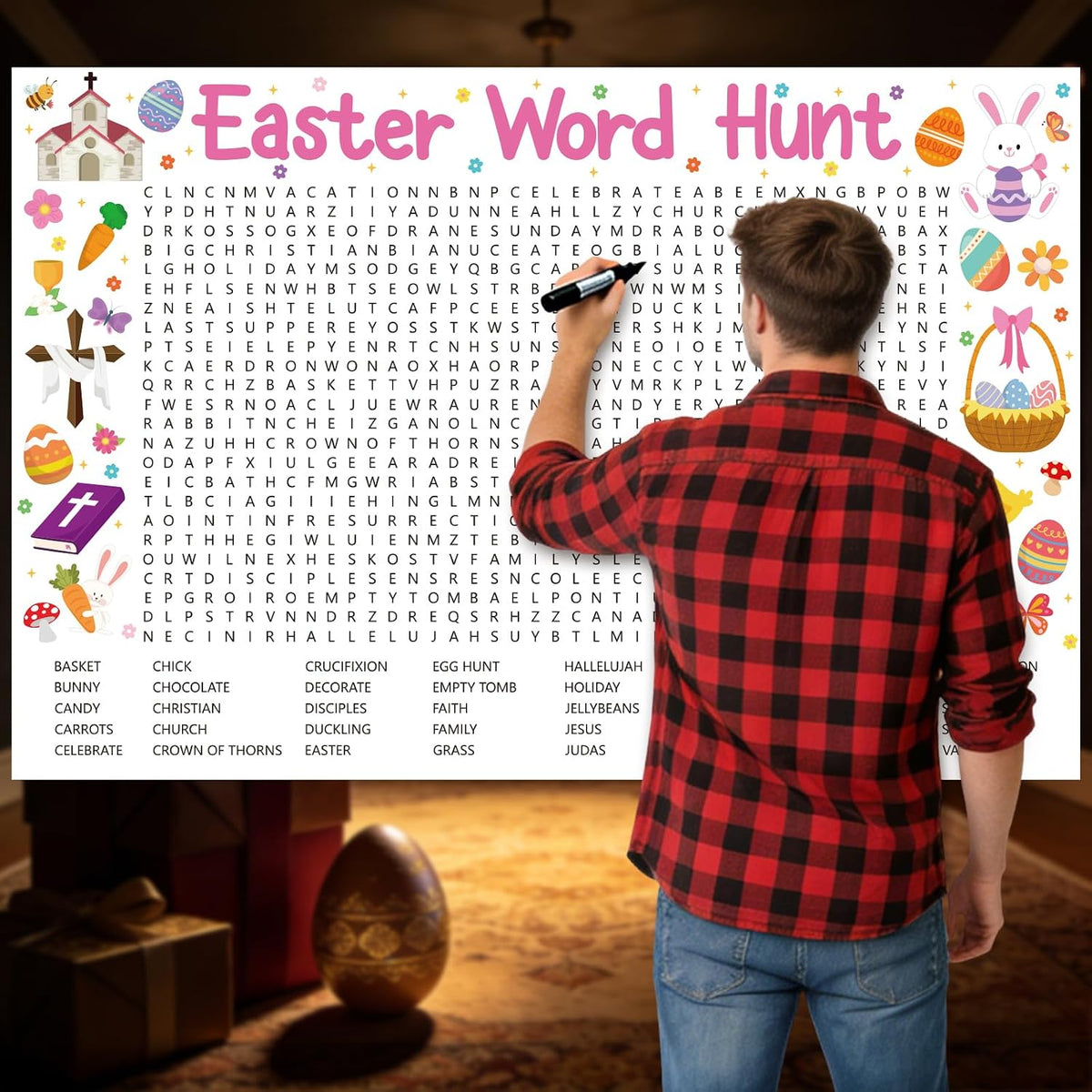 Giant Easter Word Search Game for Family Office Large Group Party Supply