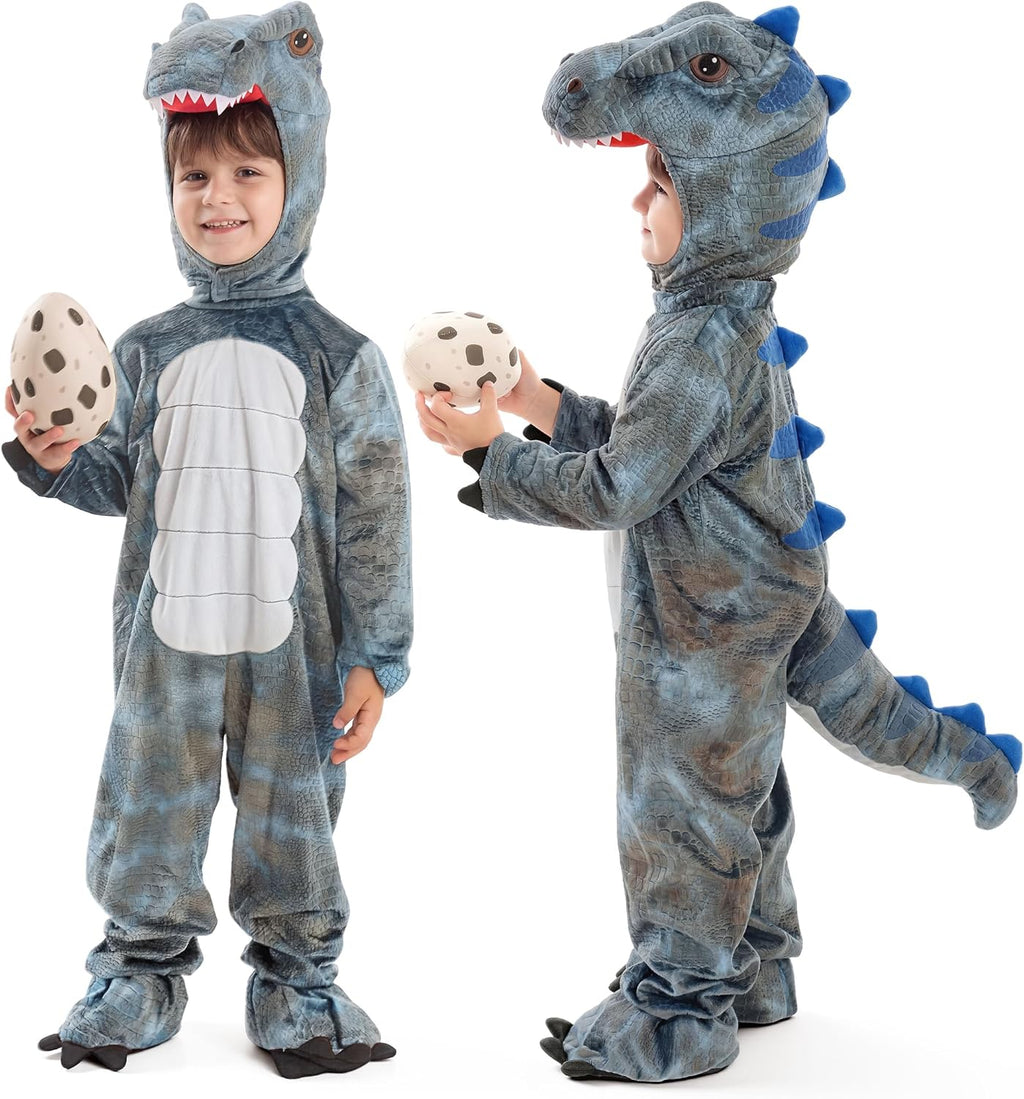Spooktacular Creations Halloween Realistic T.rex Costume Outfit Dinosaur Jumpsuit with Egg