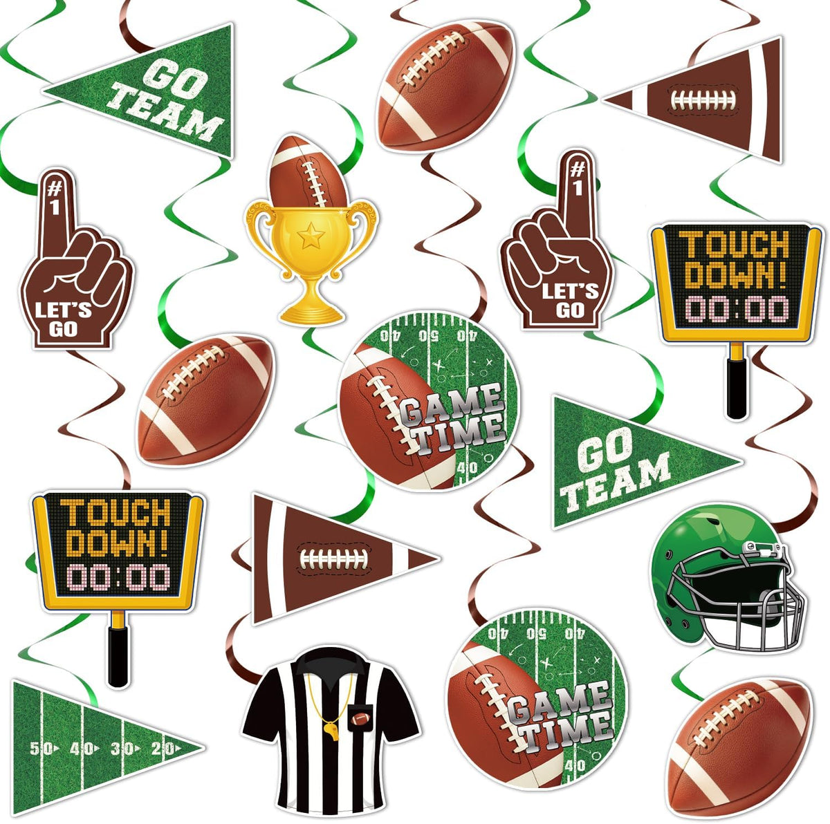 Football Decorations - 24 Pcs Football Hanging Swirl