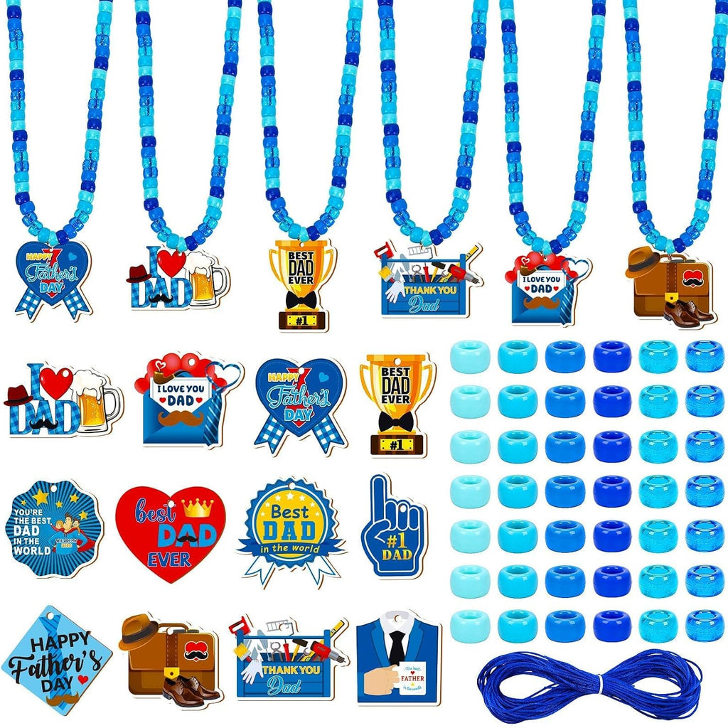 DTOFOOT 24 Set Fathers Day Crafts for Kids Bulk Beads Necklace Making Kit