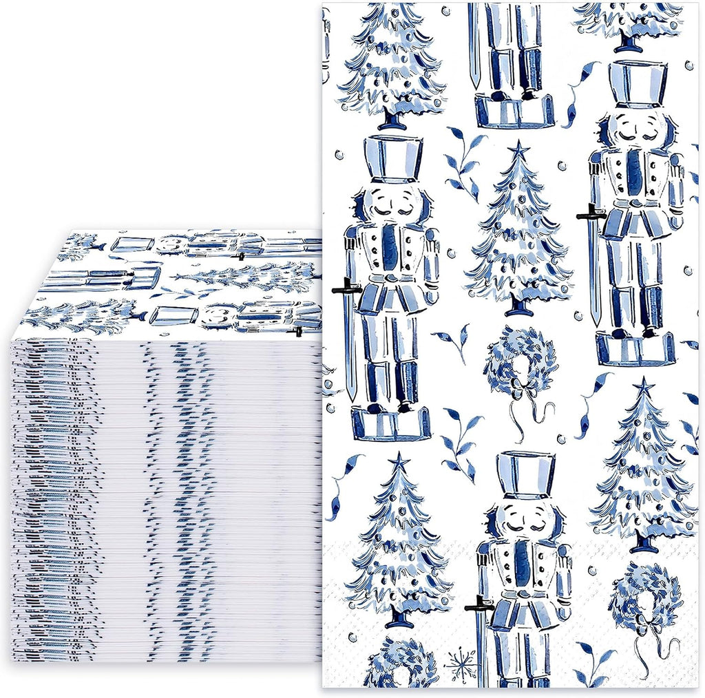Whaline 40 Pcs Christmas Guest Napkins Disposable Paper Napkin Chinoiserie Nutcracker Dinner Hand Napkins for Xmas Kitchen Home Bathroom Party Supplies Table Decor