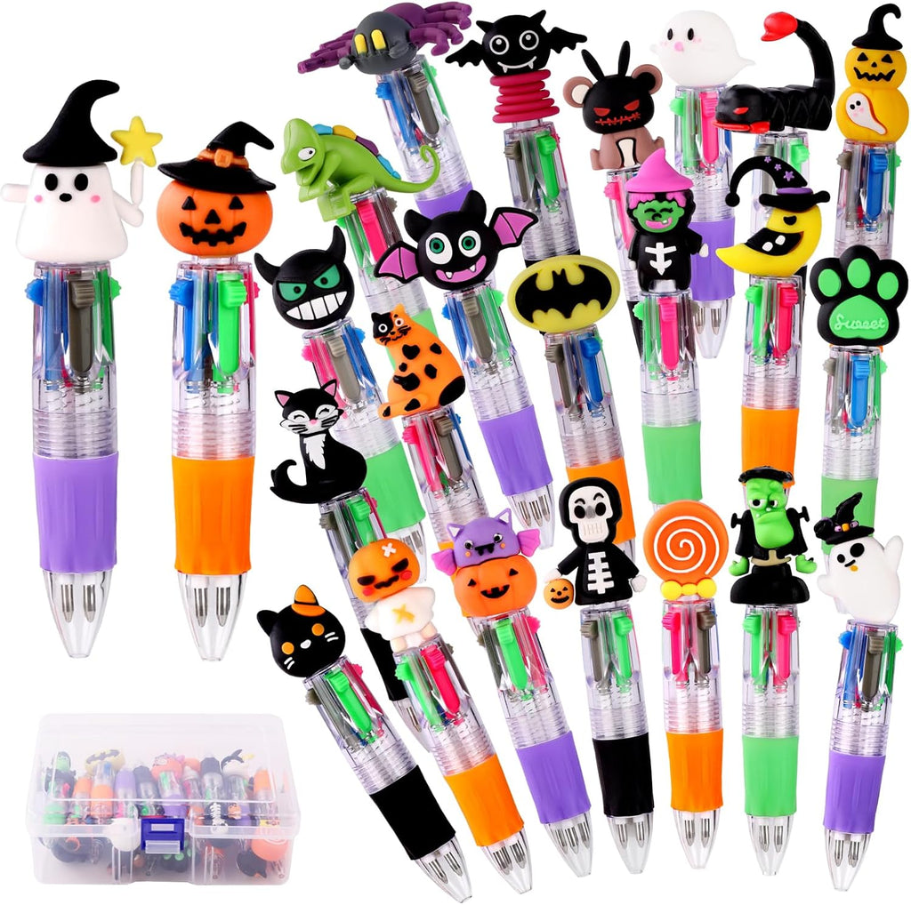 24PCS Halloween Fun Pens Mini Multicolor 4-in-1 Party Favors Pens