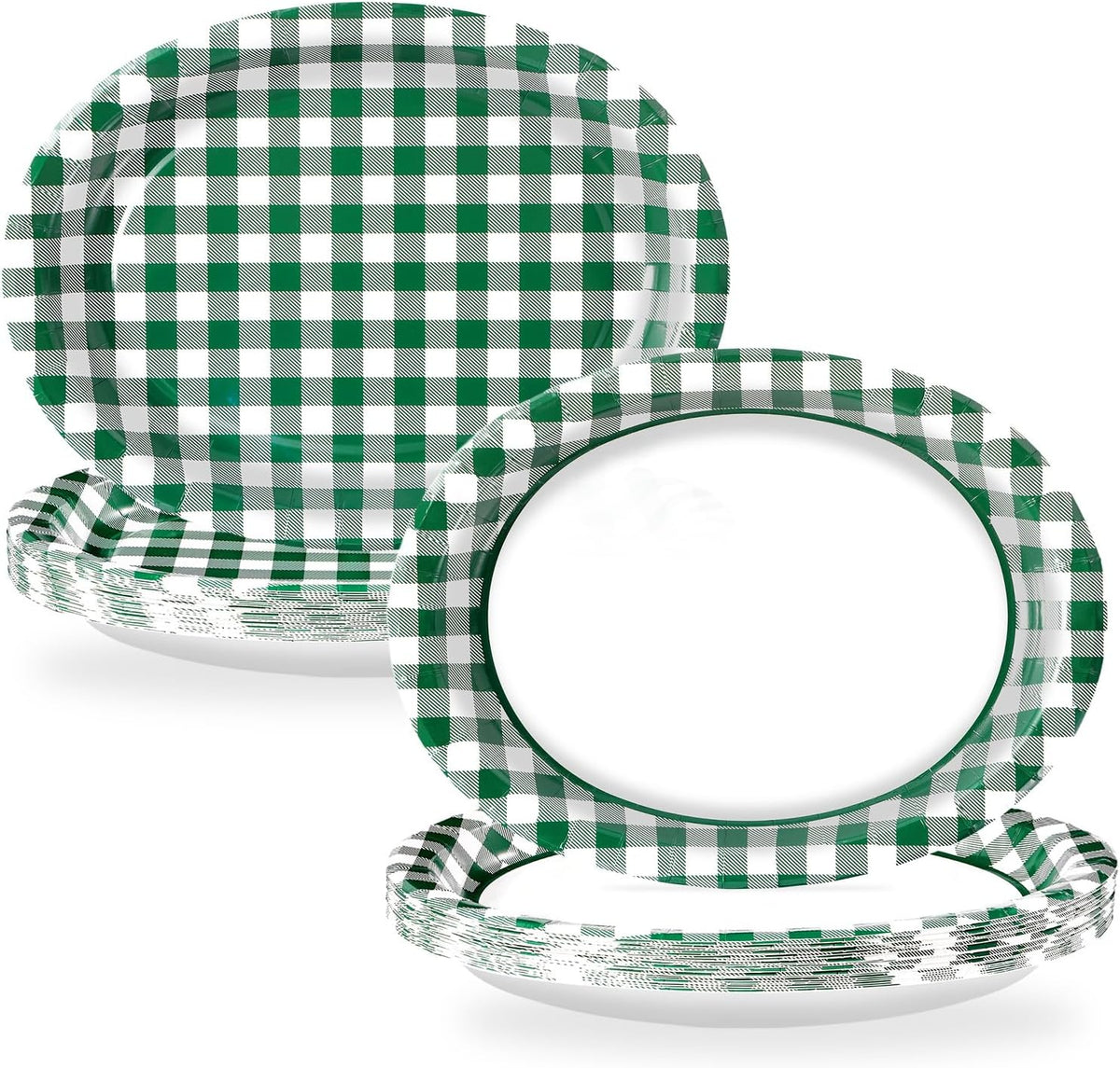 Maitys 12 Pcs Merry Christmas Serving Trays 13 x 9 Inch Large Food Trays buffalo plaid Dessert Cupcake Platters for Christmas Winter Holiday Birthday Party Supplies Table Decorations