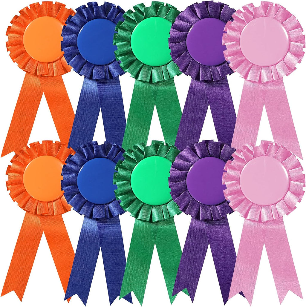 Blank Award Ribbons, 10 PCS Participation Rosette Award Ribbons Prize Recognition Victory Ribbon, Winner 1st Place Ribbon for Sport Event School Contest Classroom Competition DIY Party
