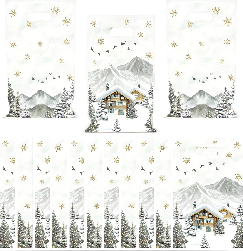 Haooryx Winter Camping Party Favor Bags Adventure Candy Treat Bag Gift Wrap