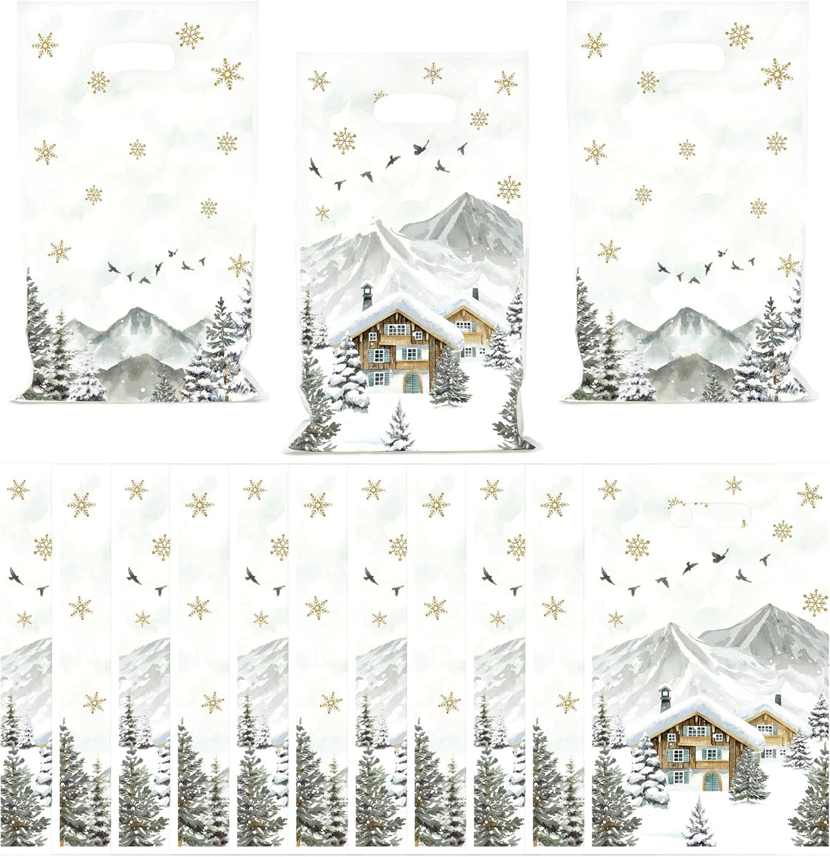 Haooryx Winter Camping Party Favor Bags Adventure Candy Treat Bag Gift Wrap