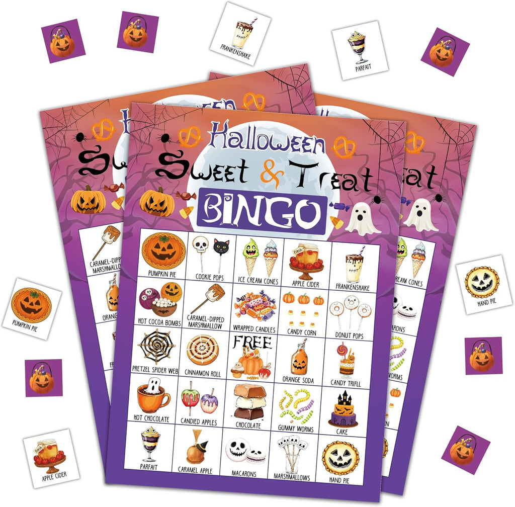 Halloween Bingo Game, Happy Halloween Party Games for Adults, Sweet Or Treat Bingo Game Cards for Large Group Family Friends Activities, Fall Pumpkin Holiday Party Decor Supplies, 05