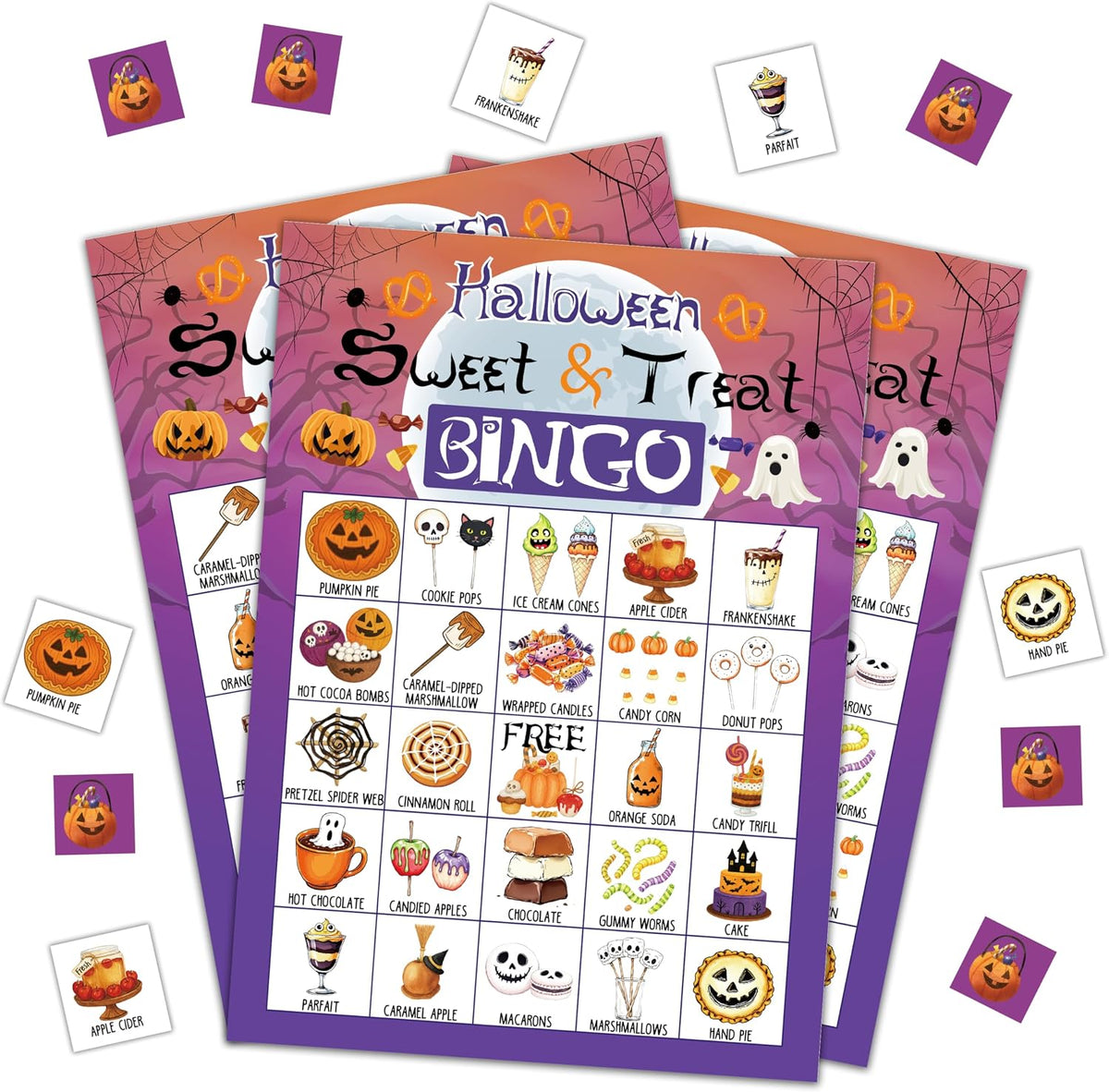 Halloween Bingo Game, Happy Halloween Party Games for Adults, Sweet Or Treat Bingo Game Cards for Large Group Family Friends Activities, Fall Pumpkin Holiday Party Decor Supplies, 05