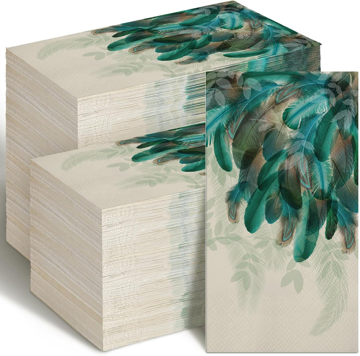 Seajan 200 Pcs Peacock Napkins Disposable Paper Hand Towels for Bathroom