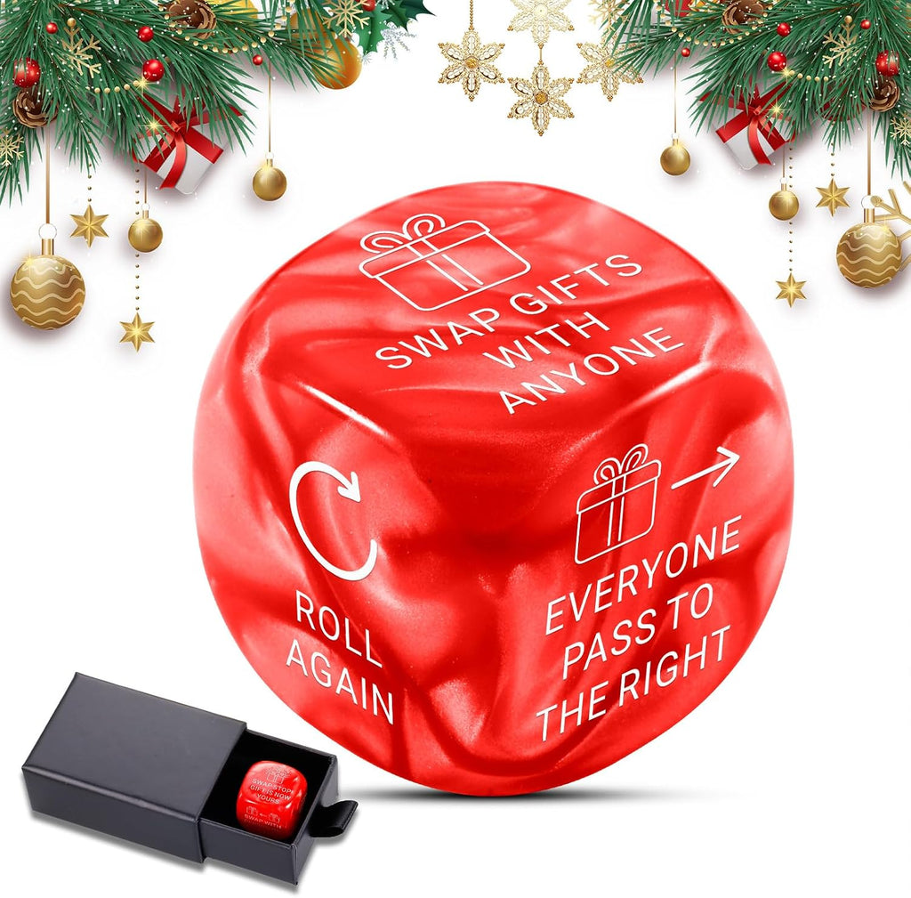 Christmas Games Dice for Women Men Santa Swap Gift Exchange Dice Exchange Dice Games for Adults Christmas Stocking Stuffers White Elephant Gifts Santa Swap Dice Game for Family Party Gag Gift