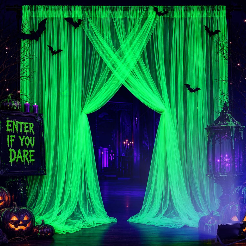 Mega-L Halloween Decorations, 3 Pack Halloween Tulle Backdrop Curtains