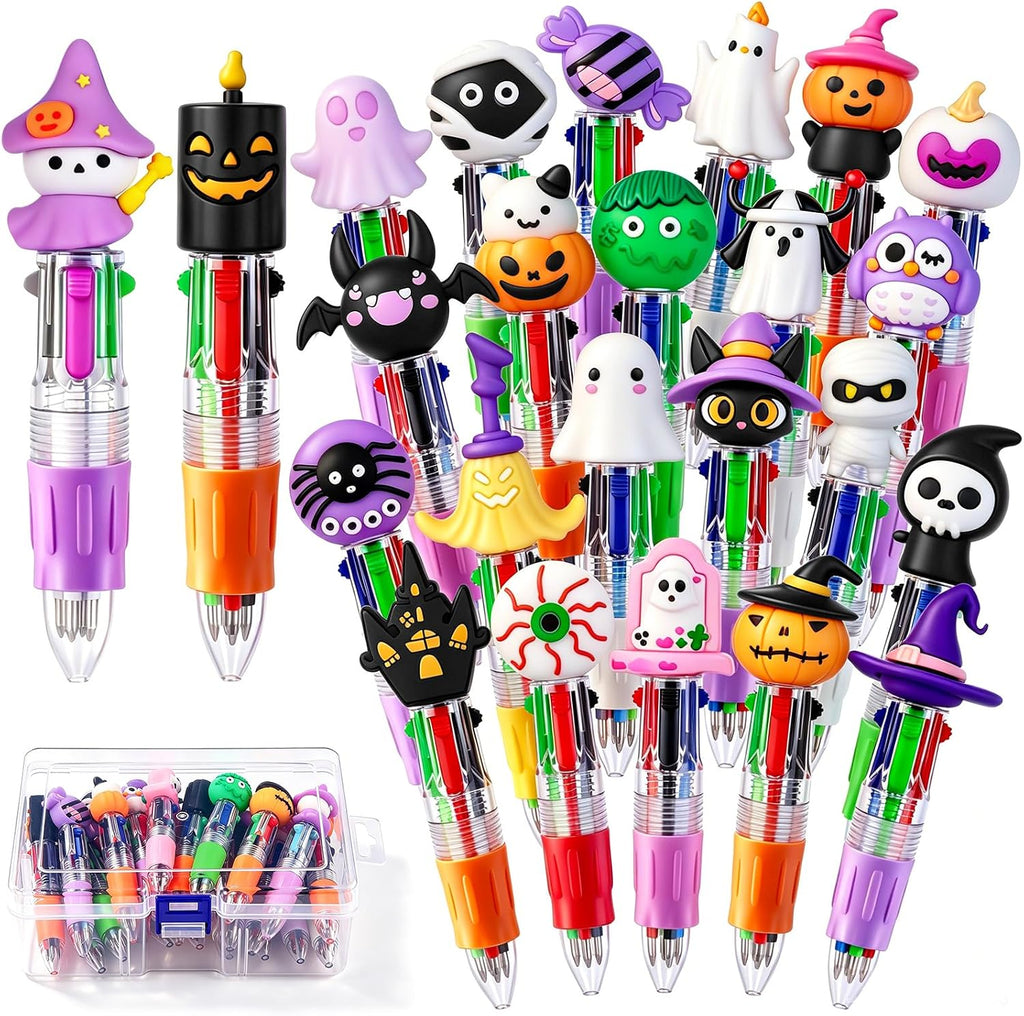 24PCS Halloween Fun Mini Multicolor Pens 4-in-1 for Party Favors Gift