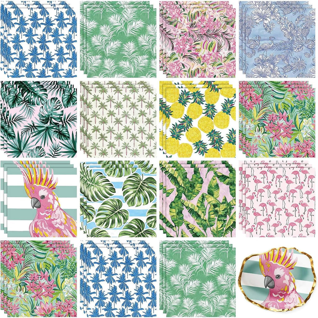 Yexiya 36 Sheet 12 Style Preppy Tropical Theme Paper Napkins for Decoupage
