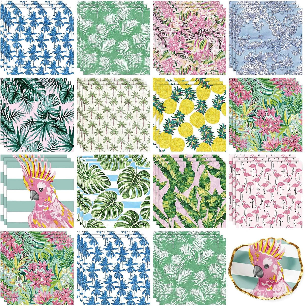 Yexiya 36 Sheet 12 Style Preppy Tropical Theme Paper Napkins for Decoupage