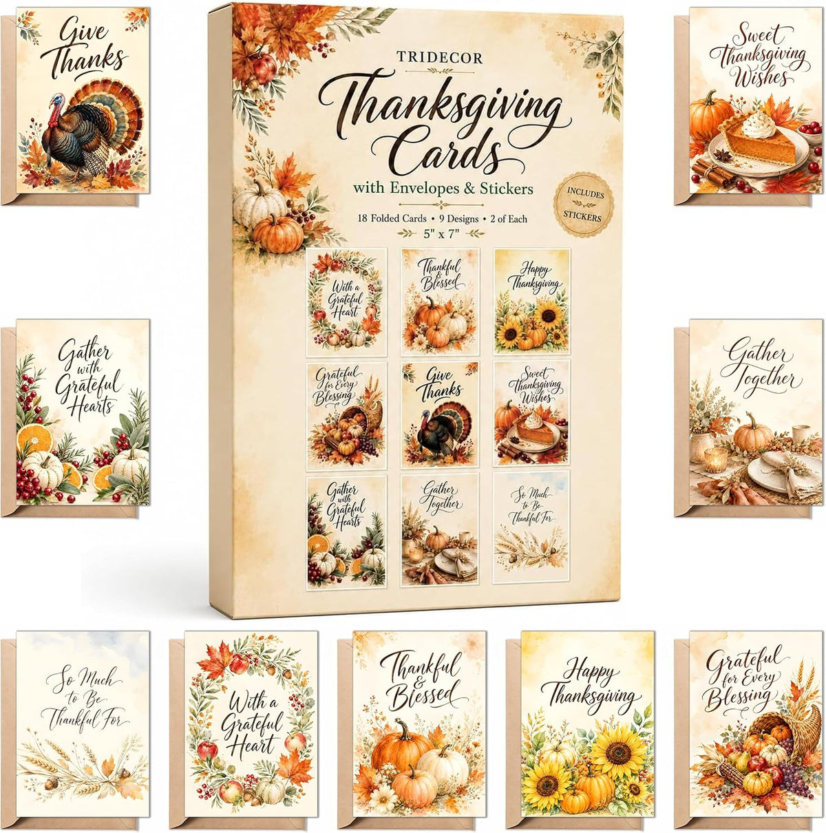 30Pcs Thanksgiving Gift Card Holder Fall Greeting Cards Sleeves