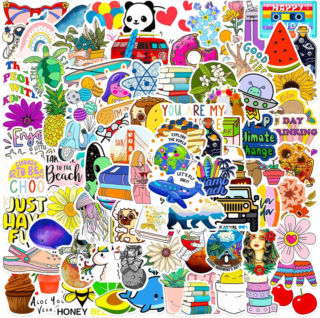 Summer Stickers for Kids Teens,100 Pcs Cute Aesthetic Stickers for Water Bottle, VSCO Waterproof Sticker for Laptop Phone Skateboard