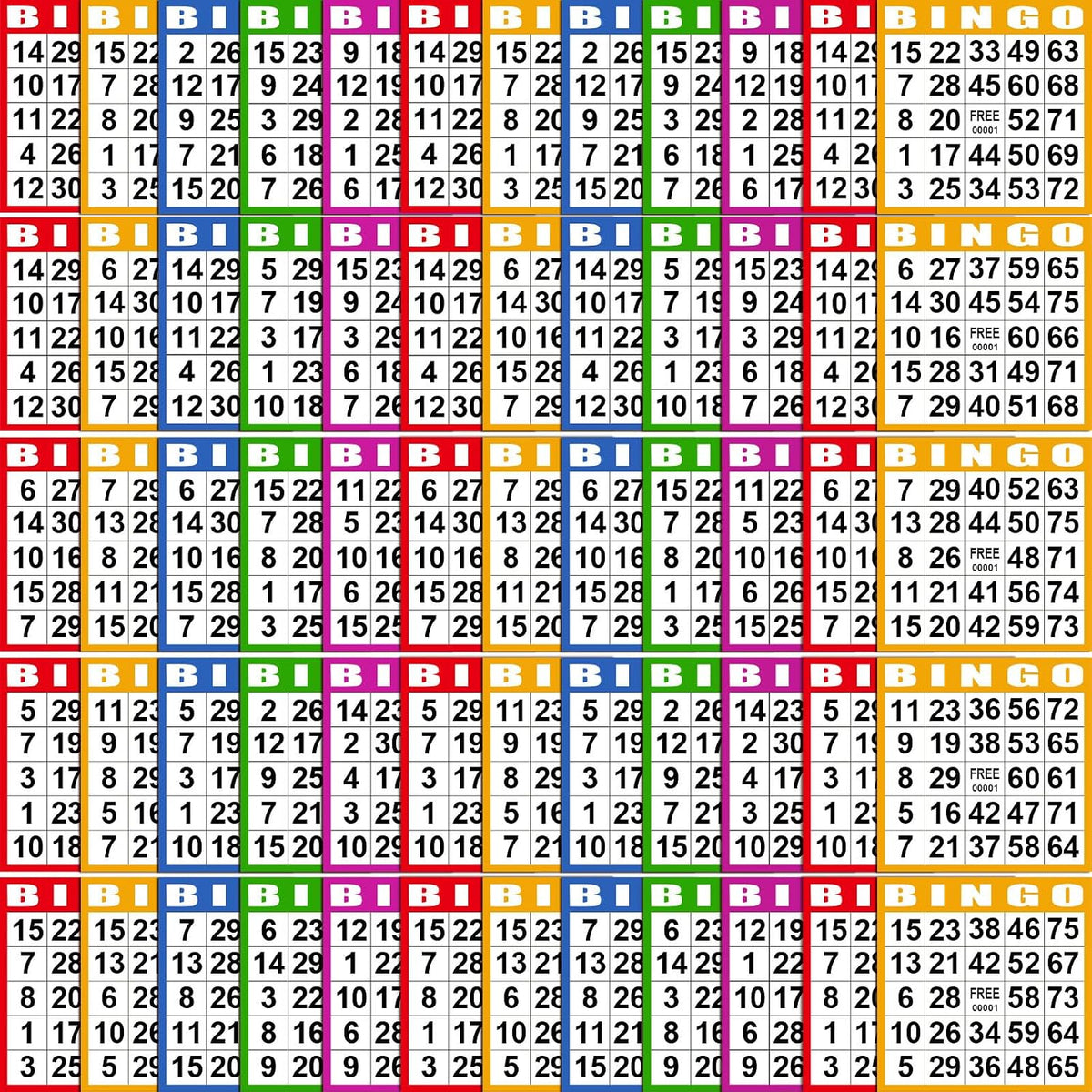 Harloon 2000 Sheets Disposable Bingo Game Cards, Bright Color