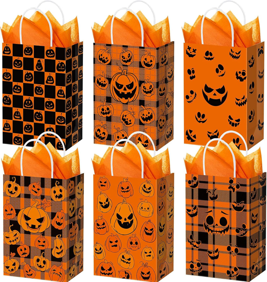 Kolldenn 48 Pcs Halloween Gift Bags with Tissue Paper for Diwali Party