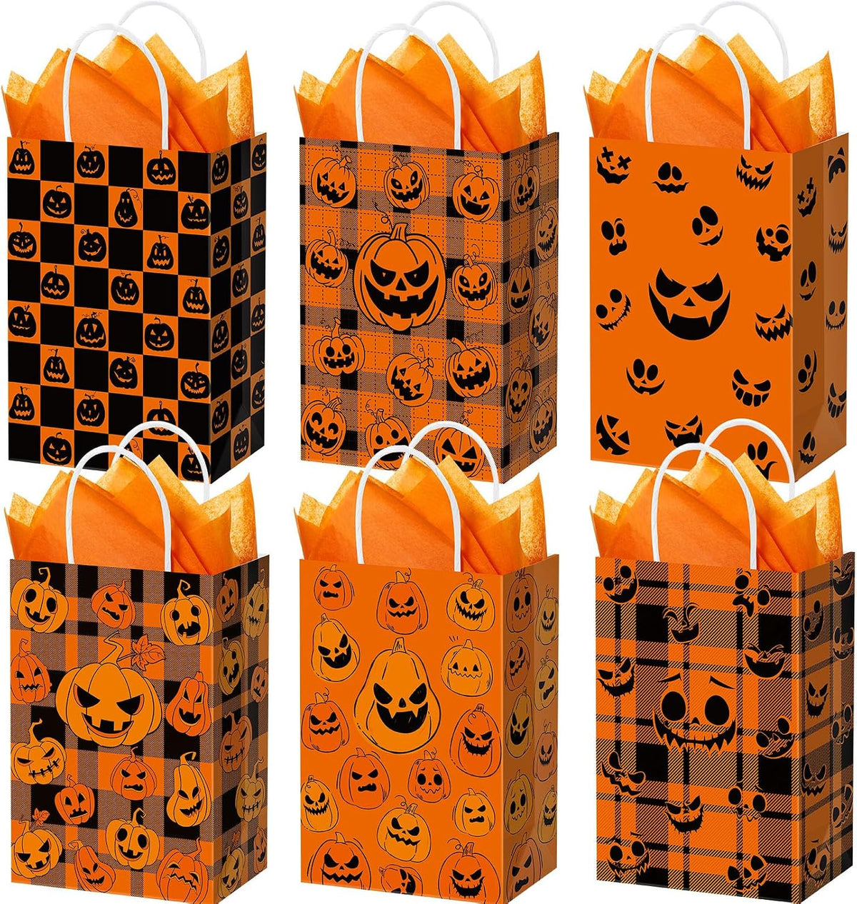 Kolldenn 48 Pcs Halloween Gift Bags with Tissue Paper for Diwali Party
