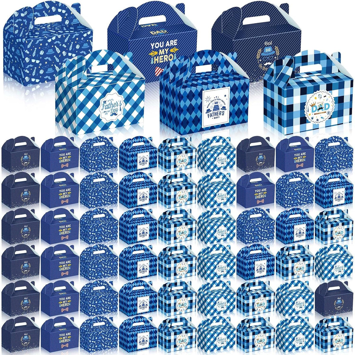 Dunzoom 100 Pcs Fathers Day Party Favors Fathers Day Treat Boxes Dad Theme Goodie Candy Gift Bags Holiday Paper Gift Container for Dads Birthday Decoration