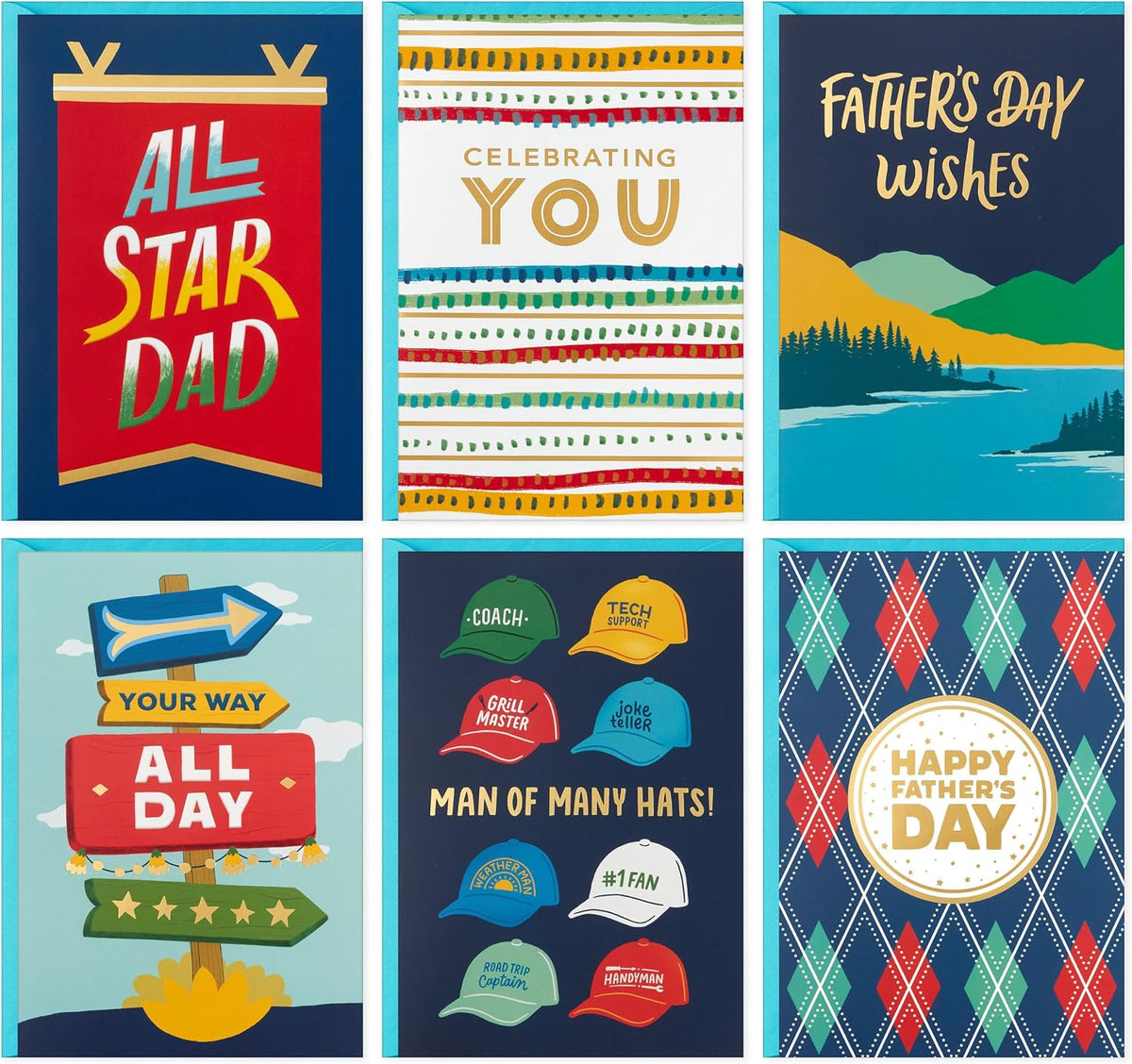 Hallmark Fathers Day Card Assortment (24 Cards with Envelopes, 6 Designs)