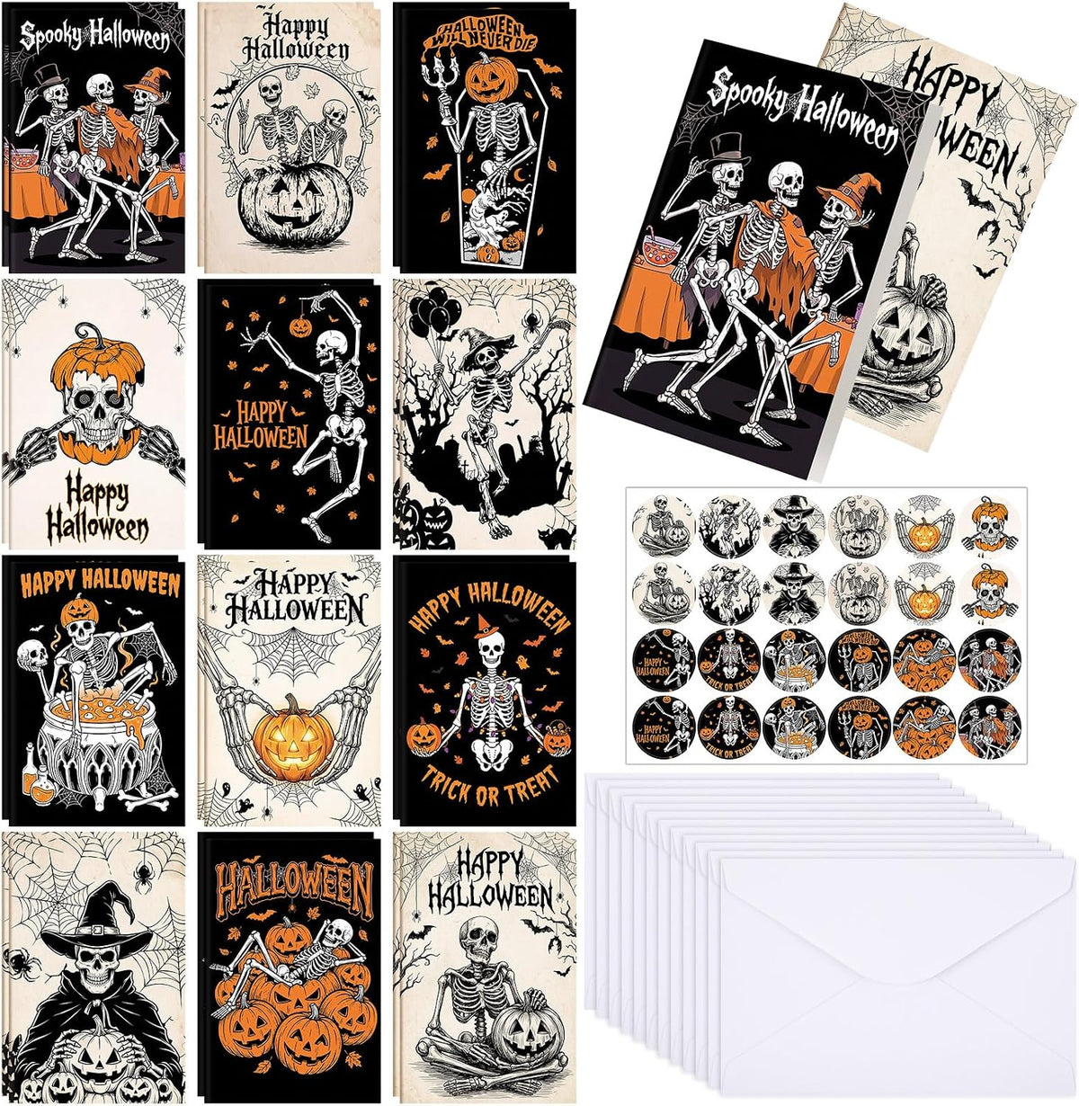 Motiskyy 24 Set Halloween Cards with Envelopes, Halloween Postcards Bulk