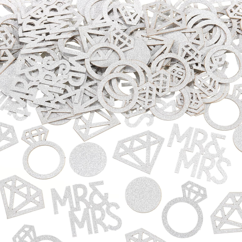 Sumind 220Pcs Silver Wedding Table Confetti Mr Mrs Diamond Ring decor