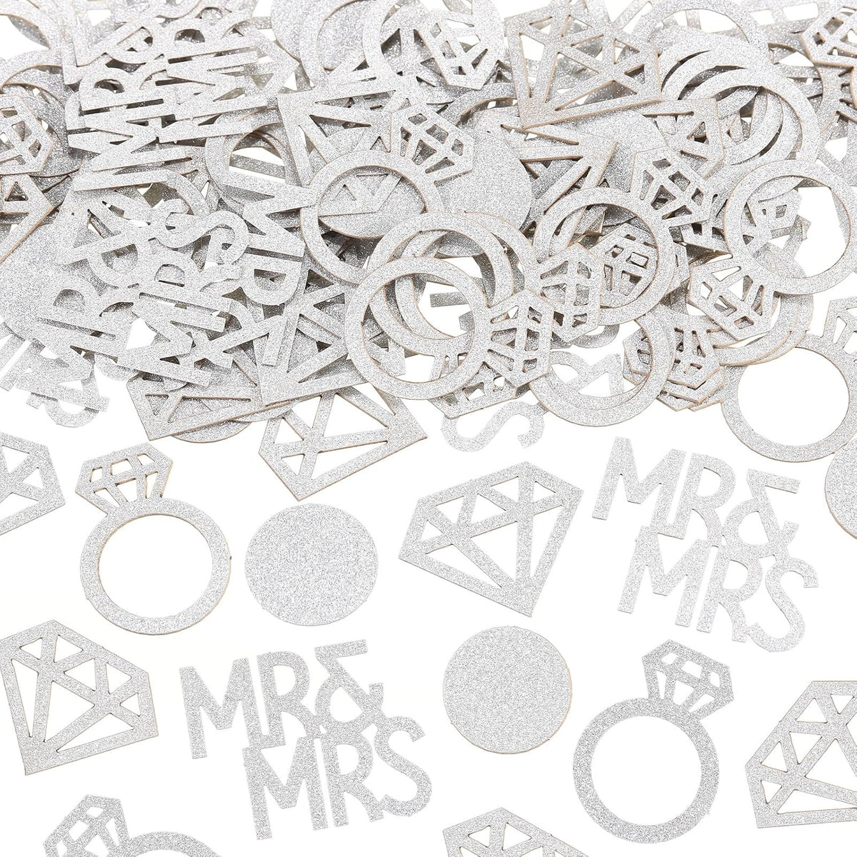 Sumind 220Pcs Silver Wedding Table Confetti Mr Mrs Diamond Ring decor