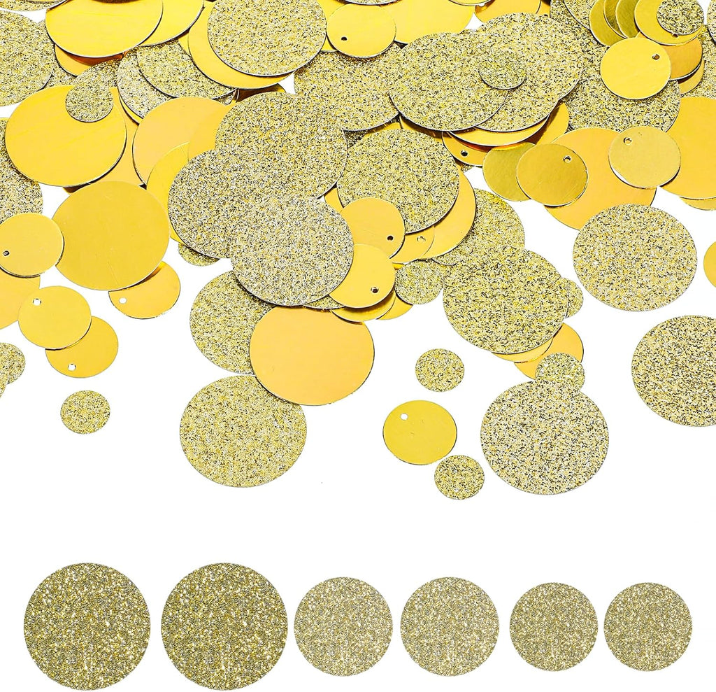 200 PCS Gold Confetti Glitter for Tables, Round Gold Table Confetti, Glitter Golden Dots Decorations for Birthday Party Anniversary Supplies Bridal Baby Shower Party Wedding Decor