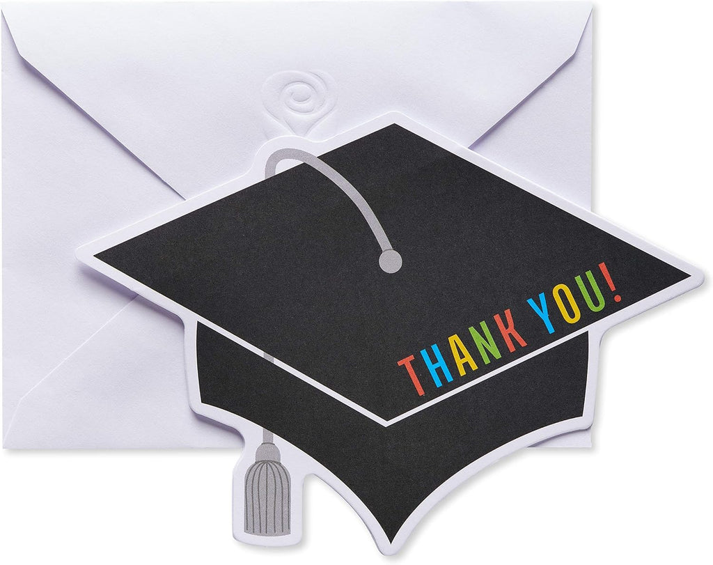 American Greetings Graduation Blank Thank You Cards with Envelopes, Graduation Cap Shape (50-Count)