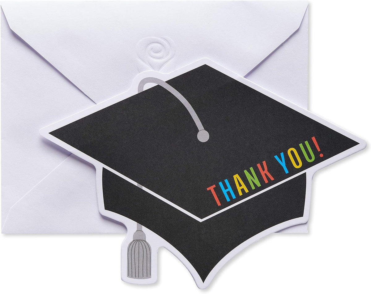 American Greetings Graduation Blank Thank You Cards with Envelopes, Graduation Cap Shape (50-Count)