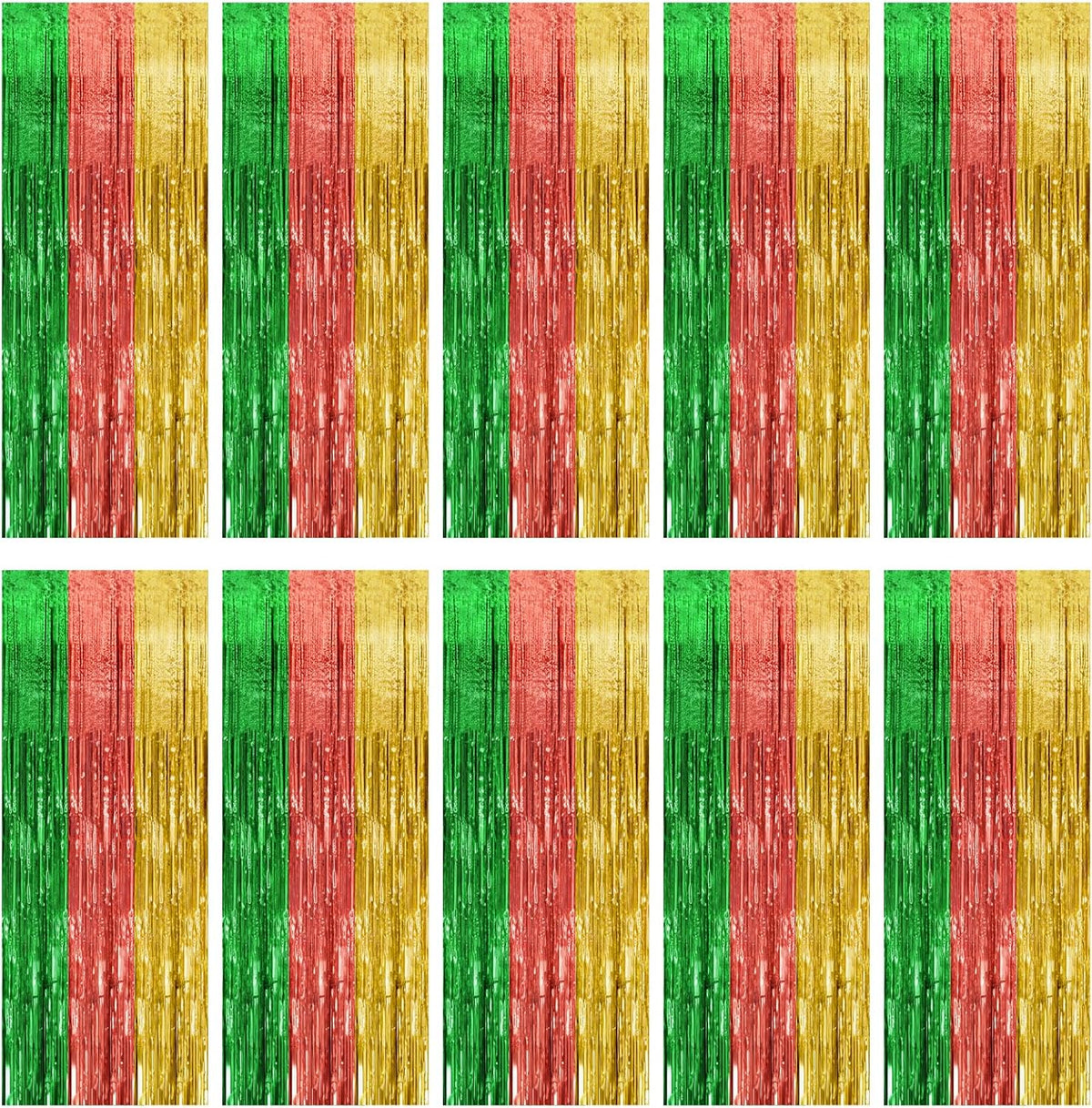 10 Pack Hawaii Party Backdrop Decorations Vibrant Summer Streamers Foil Fringe Curtains Metallic Tinsel Backdrop for Birthday Graduation Baby Shower Christmas Beach Holiday Party Decors