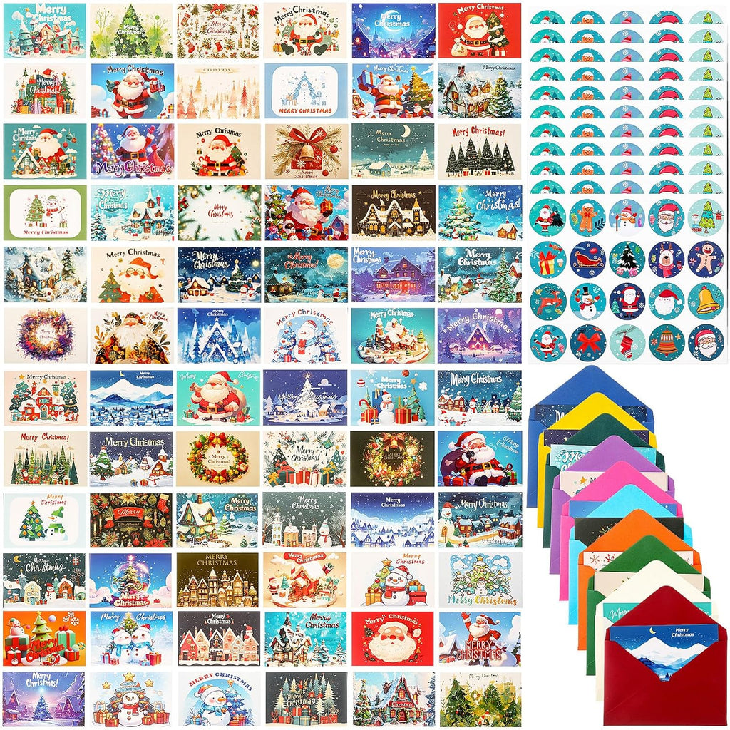 AmazingSpark 345 Set Christmas Cards with Envelopes Stickers,Classic