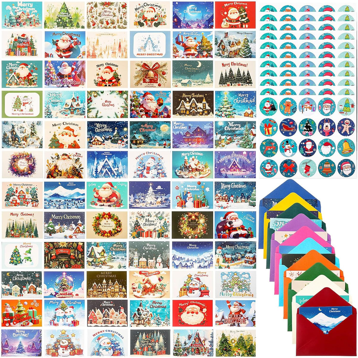 AmazingSpark 345 Set Christmas Cards with Envelopes Stickers,Classic