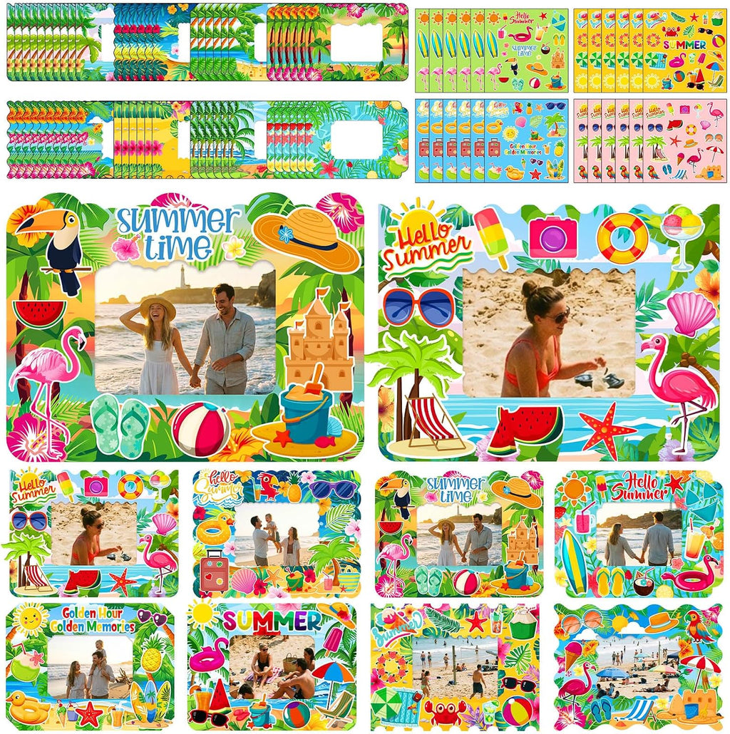 Jetec 48 Sets Hawaiian Picture Frame Craft Kits with Stickers