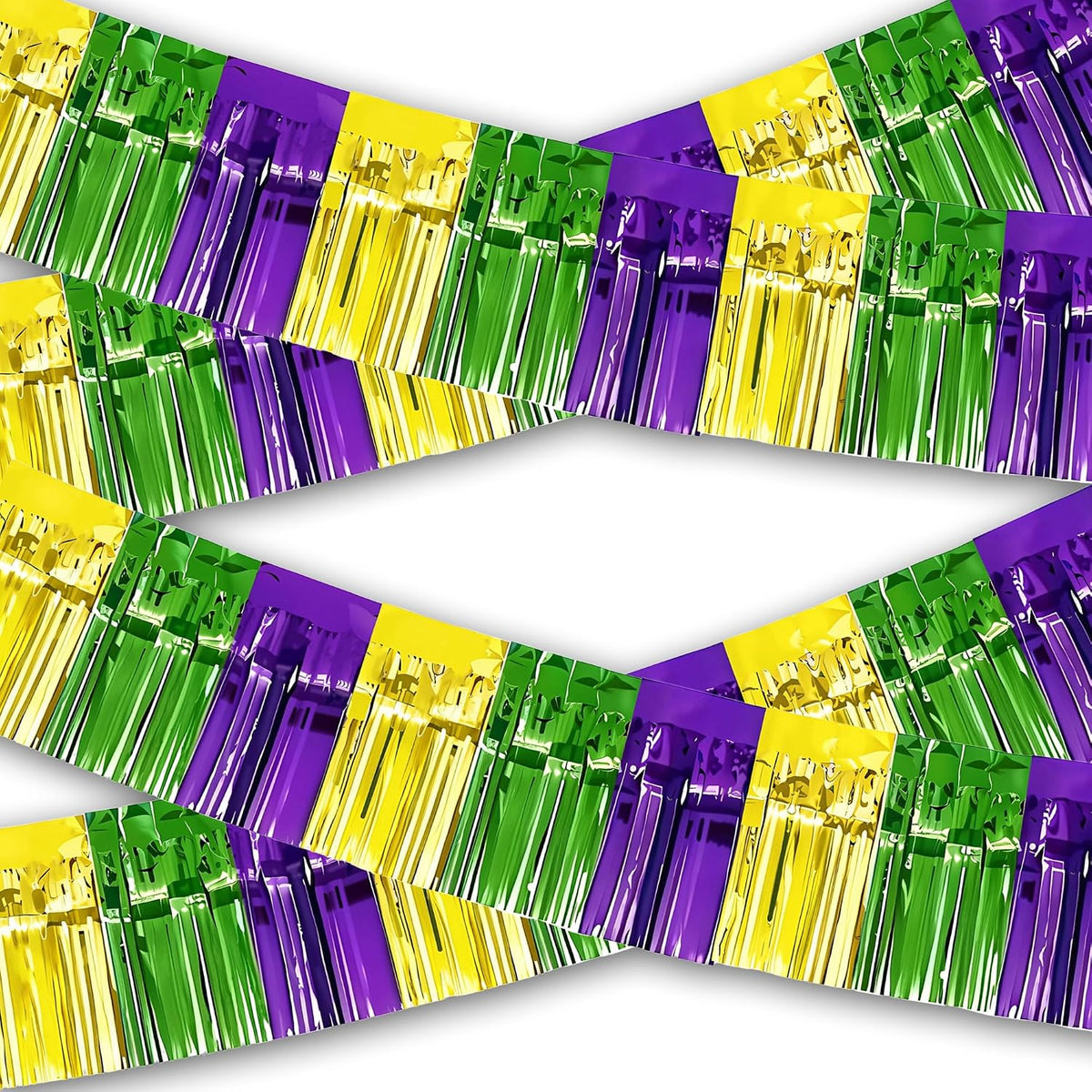 OHOME Mardi Gras Decorations - 2 Pack Gold Green Purple Streamers | Mardi Gras Party Favors Supplies Decor Indoor Outdoor - Masquerade Birthday Party Float Garlands Photo Booth Banner Backdrop,10 FT