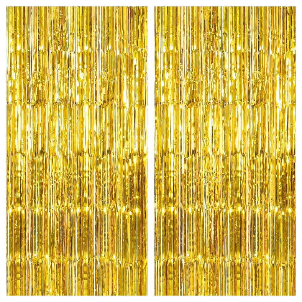 KatchOn, Gold Streamers Backdrop -3.2x8 Ft Pack of 2 Birthday Decorations
