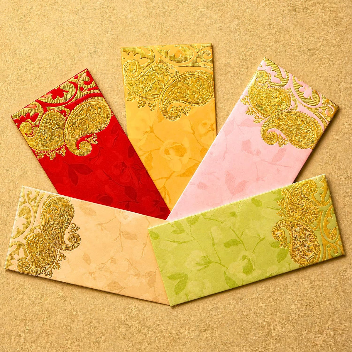 LoveNspire Money Envelopes (7.5 x 3.5 Inch) Decorative Dual Paisley Pattern Shagun Lifafa for Indian Wedding, Birthday | Cash Gift Holder & Home Savings Organizer Pack of 25